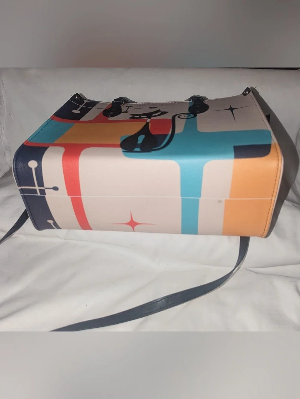 Atomic  Cat Kate McEnroe Mid Century  Modern Retro Geometric Satchel
